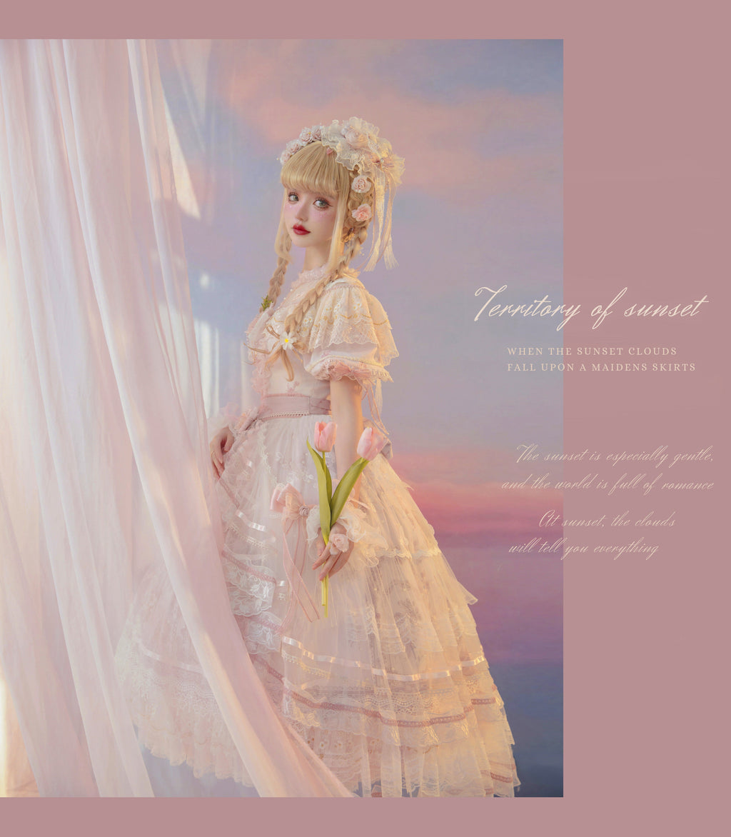 Sunset Realm Lolita Bride Gorgeous OP FS - image 16