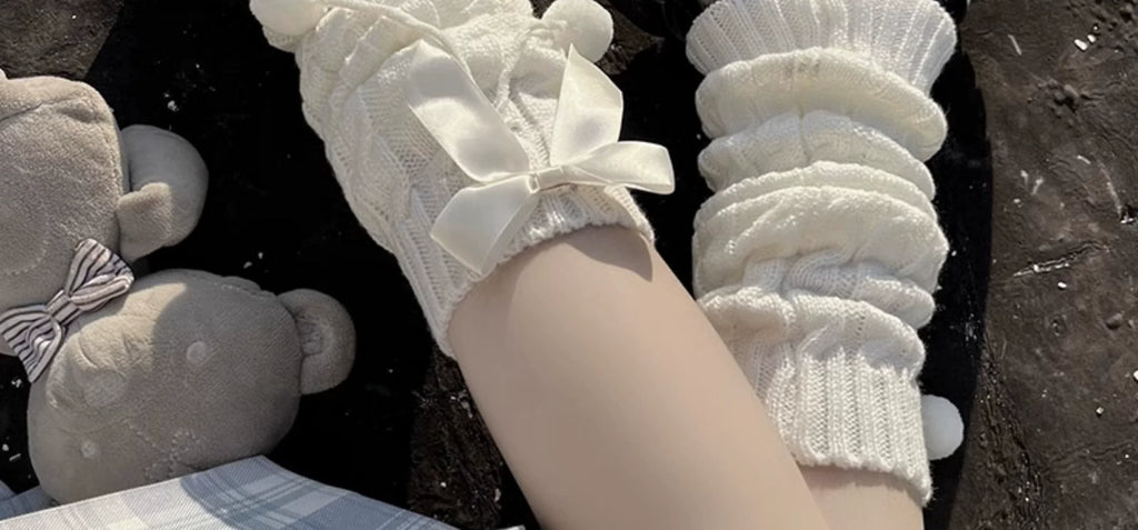 Cute Lolita Leg Warmers Winter Knitted JK Pile Socks - image 10