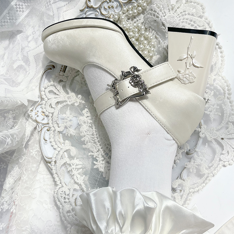 Wanxiang Cycle - Elegant Lolita Heels with Embossed Rose - image 19