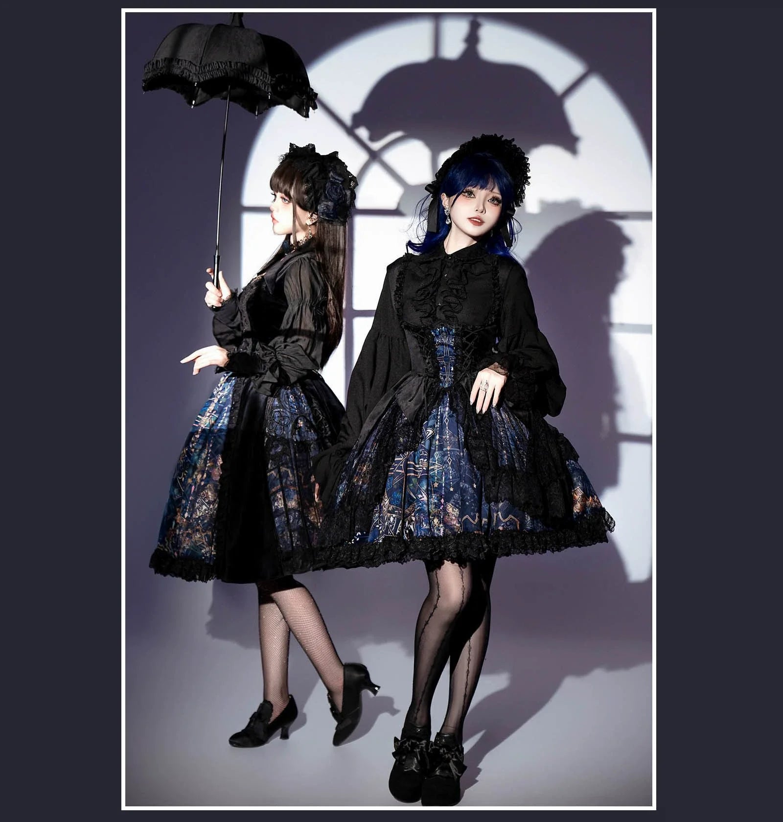 Night Traveler - Classic Gothic Lolita Dress with Stained Glass Window Print - image 38