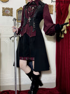 Red and Black 4.0 - Ouji Lolita Long Vest & Red Blouse - image 10