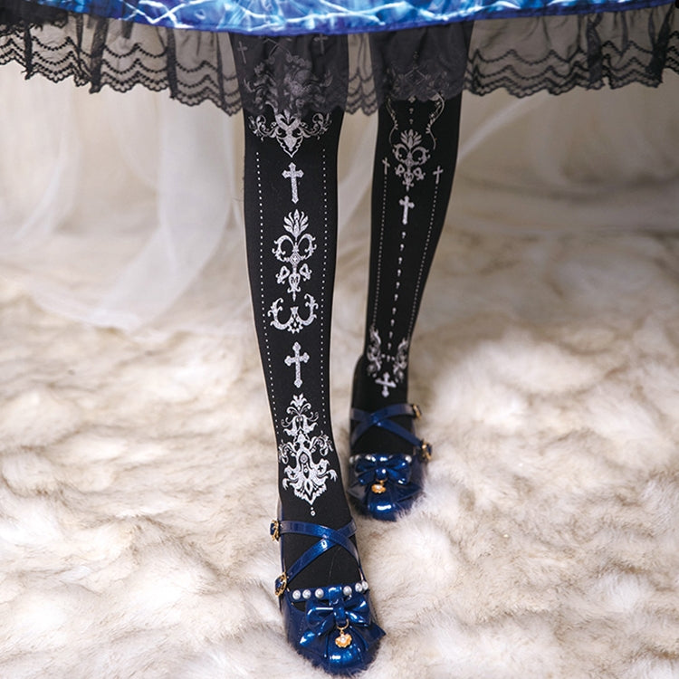 Elegant Lolita Gold Foil Printed Tights - image 21