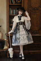 Clock Butterfly - Gothic Lolita Printed Blouse and Corset Skirt Set - image 1