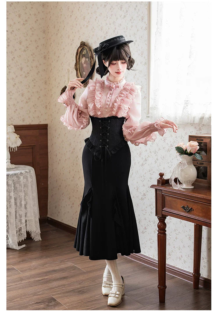 Blake - Boning Gothic Lolita Mermaid Skirt, Lifted-hem SK and Accessories - image 12