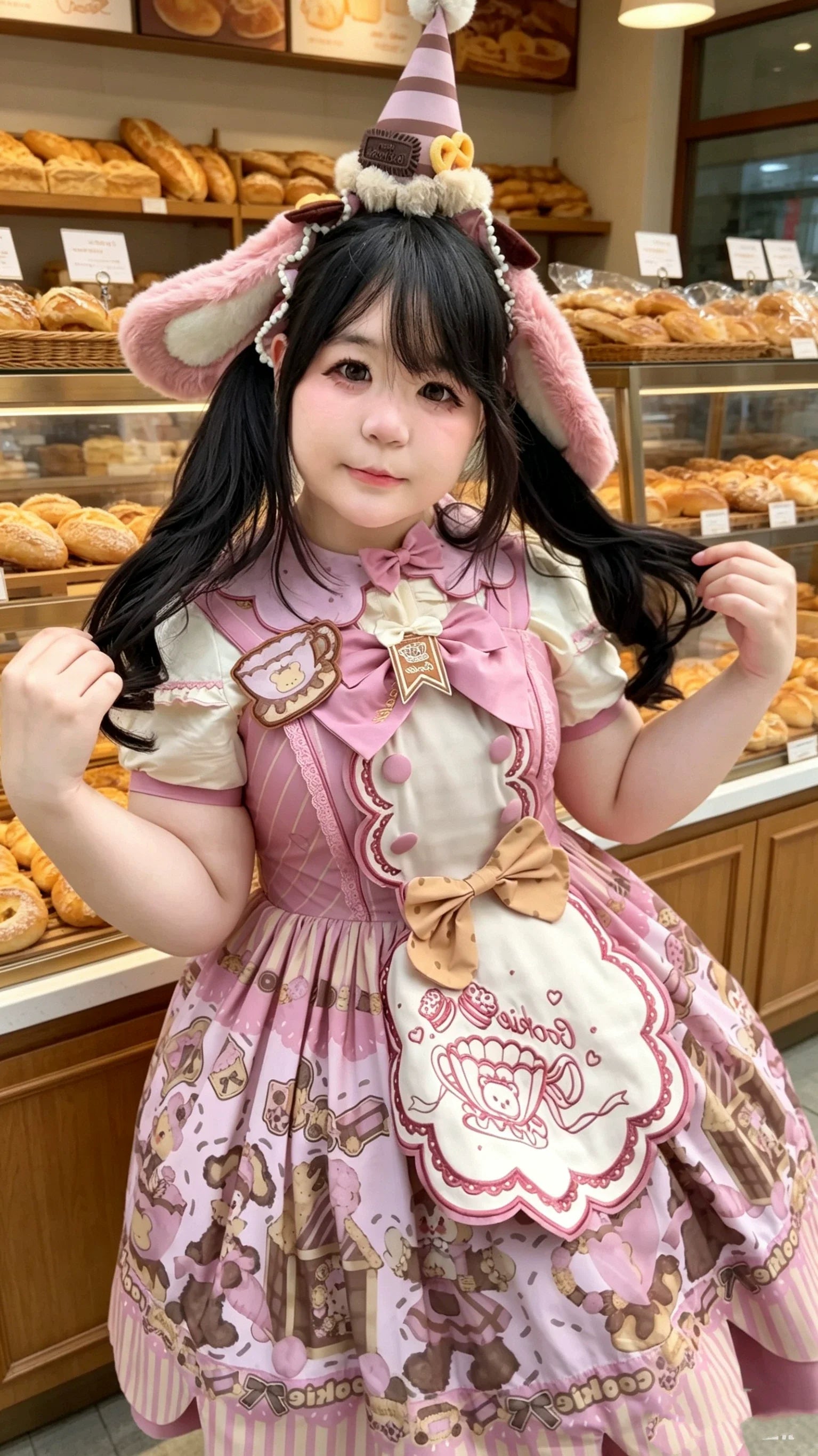Bear Biscuit SP - Kawaii Lolita Bear Printed Dress Set with Bows - image 27