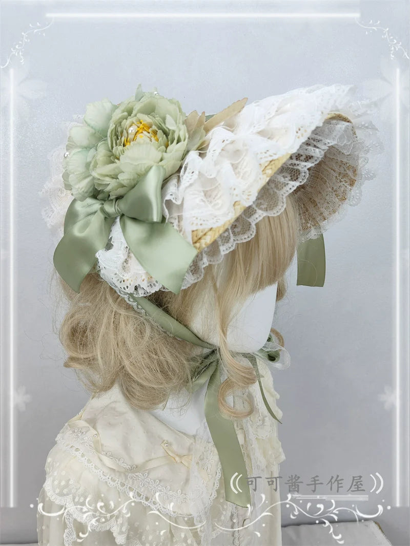 Country Lace Flower Lolita Bonnet, Multicolor - image 6
