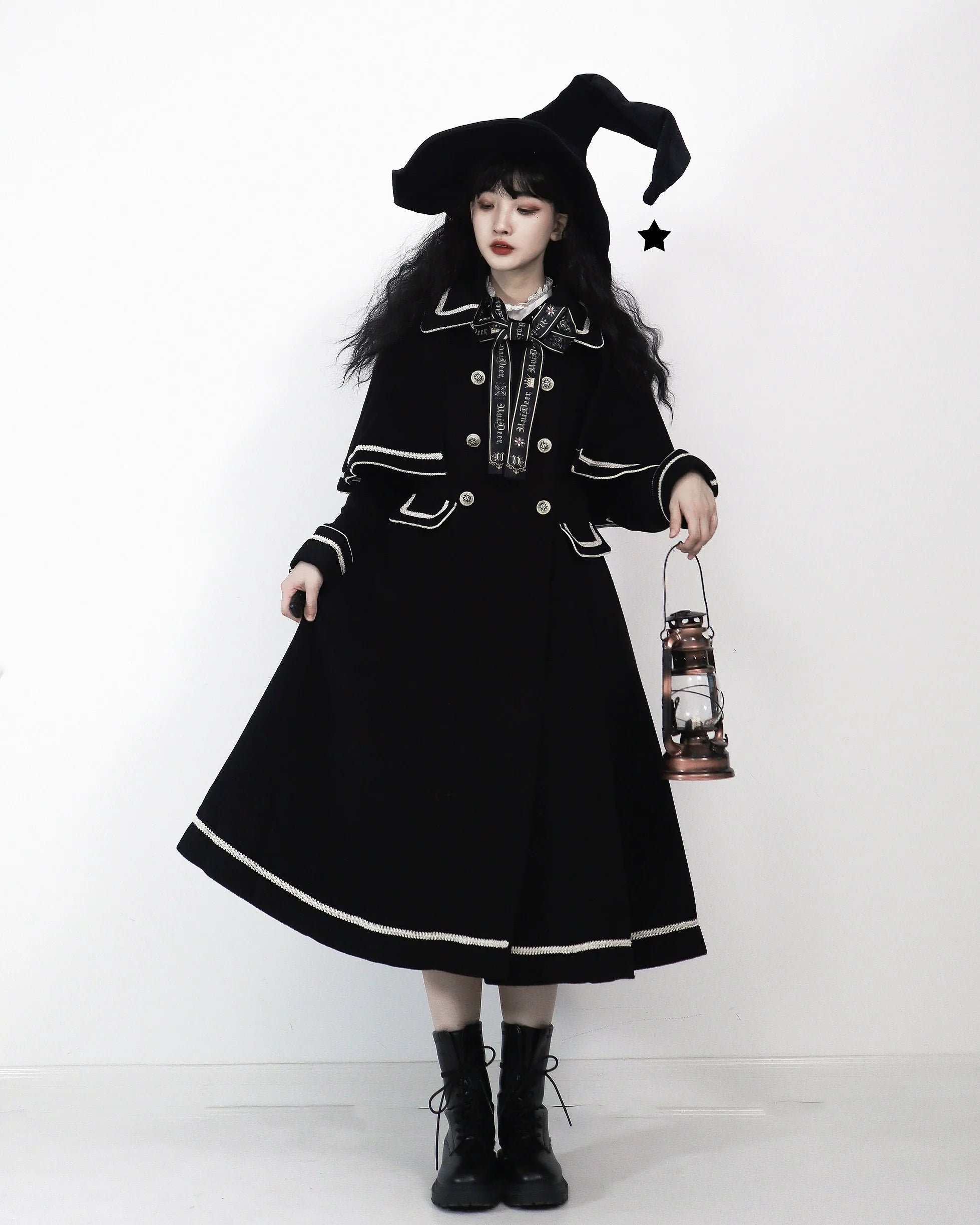 Galaxy Traveler - Classic School Lolita Overcoat with Detachable Cape and Bow - image 3