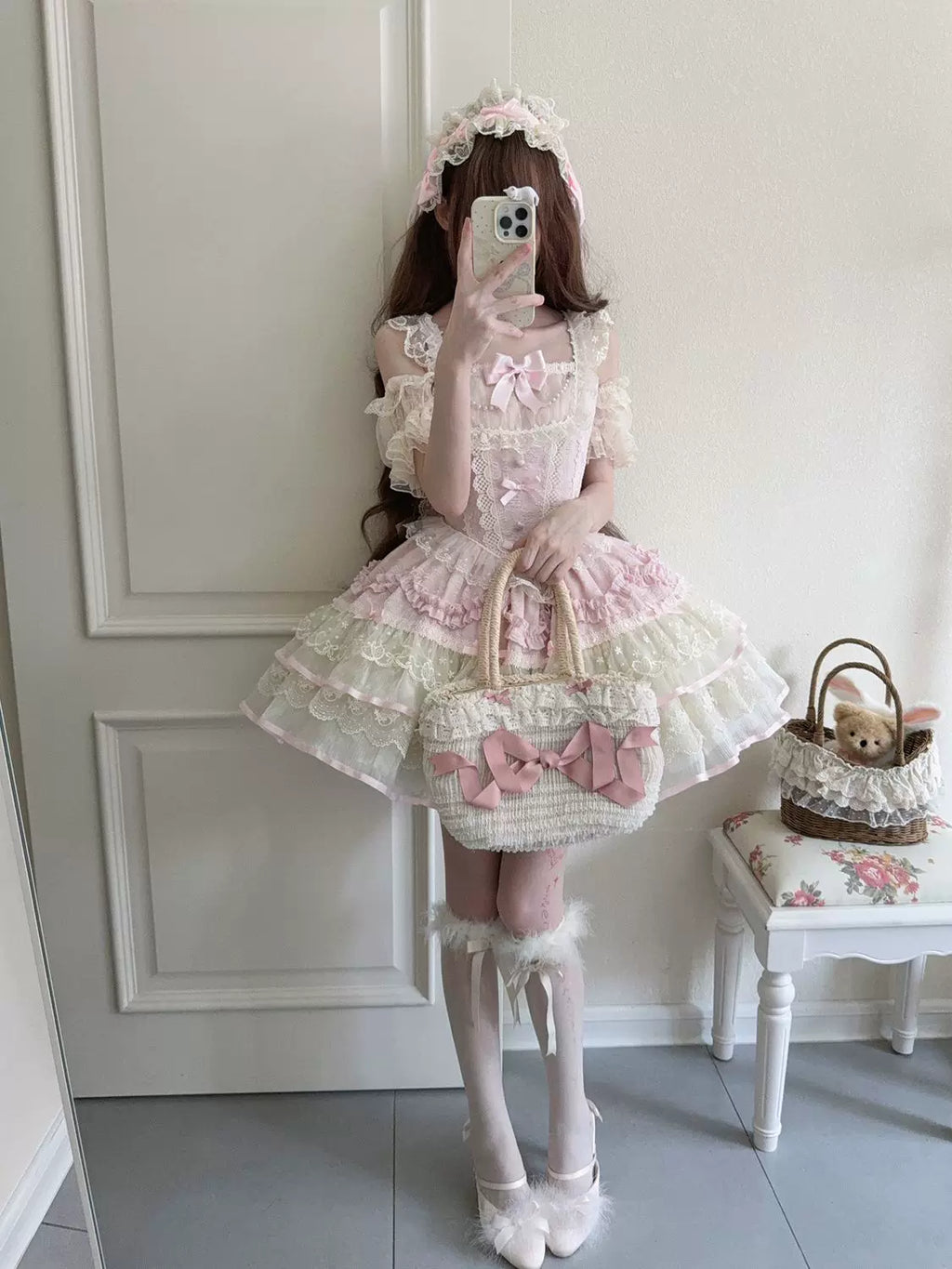 Ballet Dream - Sweet Lolita JSK Dress, Petal-like Layered Skirt - image 6
