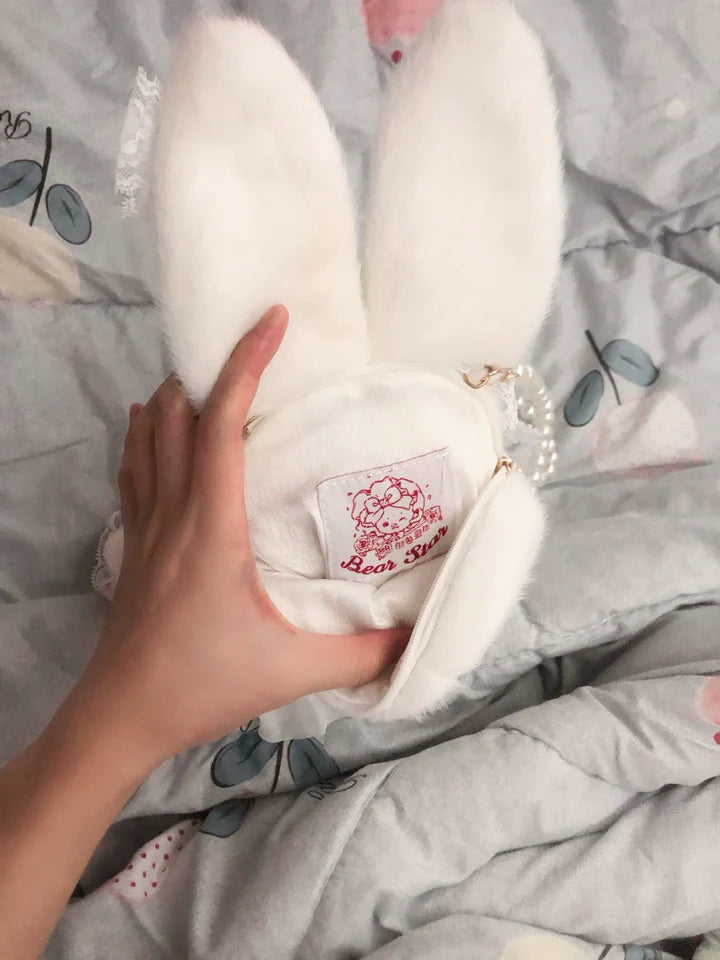 Posable Plush Bunny Lolita Bag with Detachable Pearl Chains - image 7