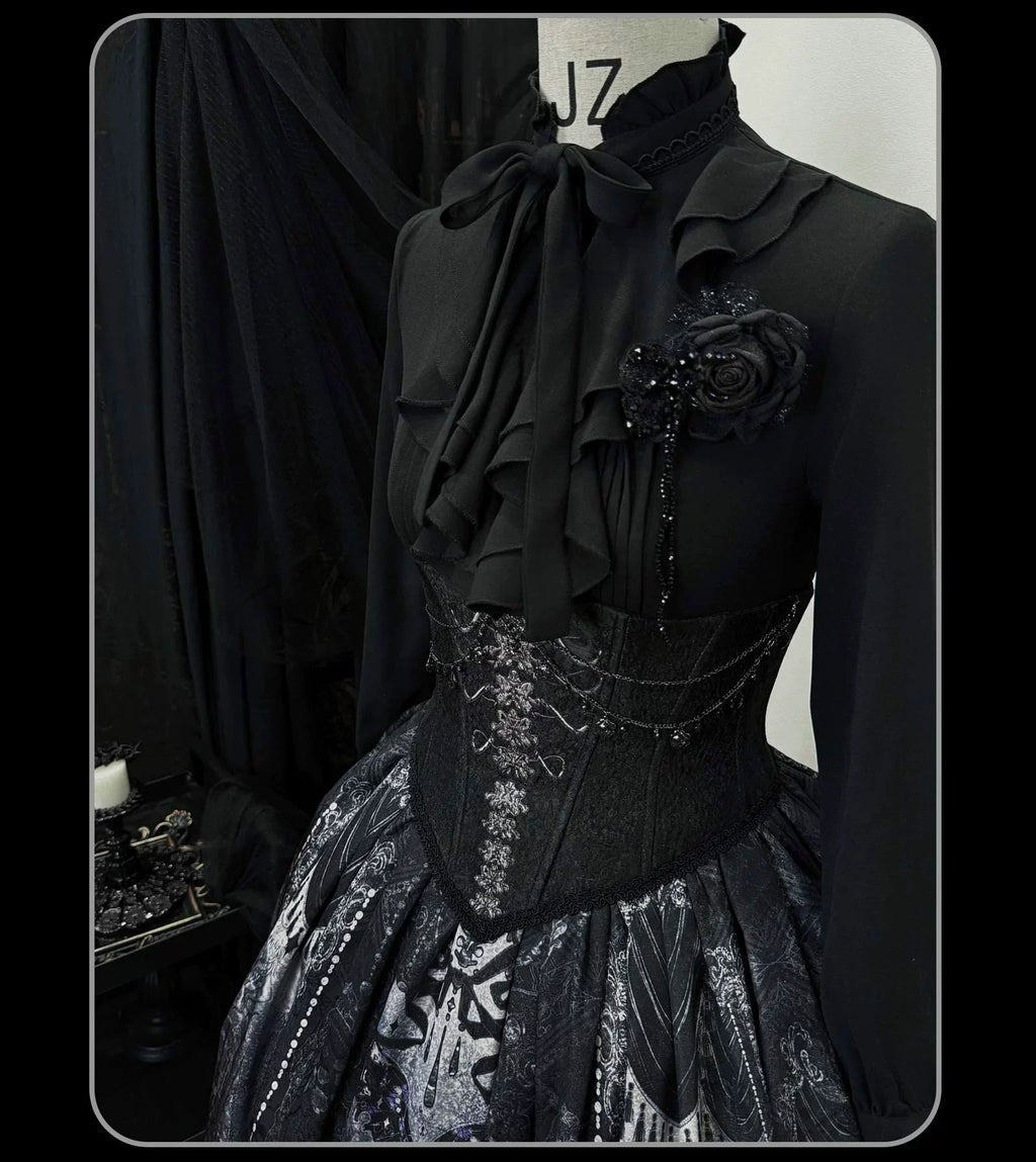 Bone-Eroded Butterfly - Gothic Lolita JSK & SK Set - image 43