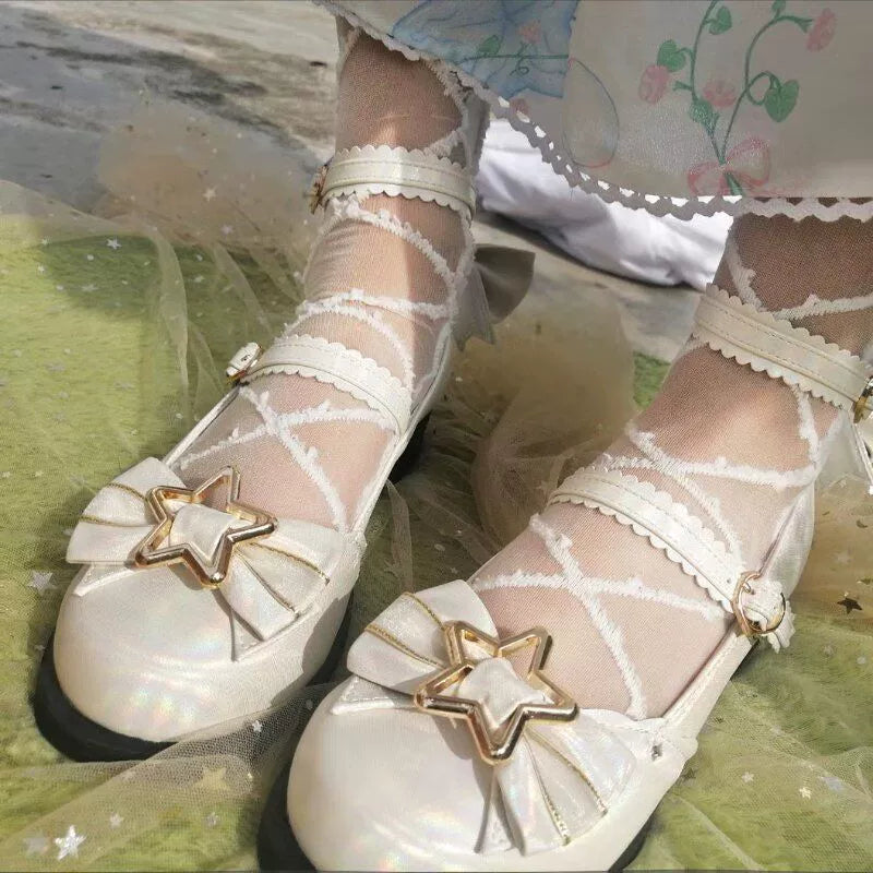 Dreamy Starry - Sweet Lolita Shoes Low Heel Bow Shoes - image 3