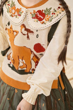 Chubby Fox in the Forest - Kawaii Lolita Accessories Knitted Fox Scarf Embroidered Faux Collar - image 11