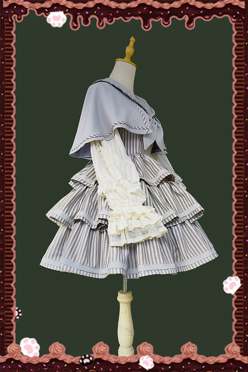 From Afar - Vintage Striped Peppy-Style Lolita JSK & Cape - image 18