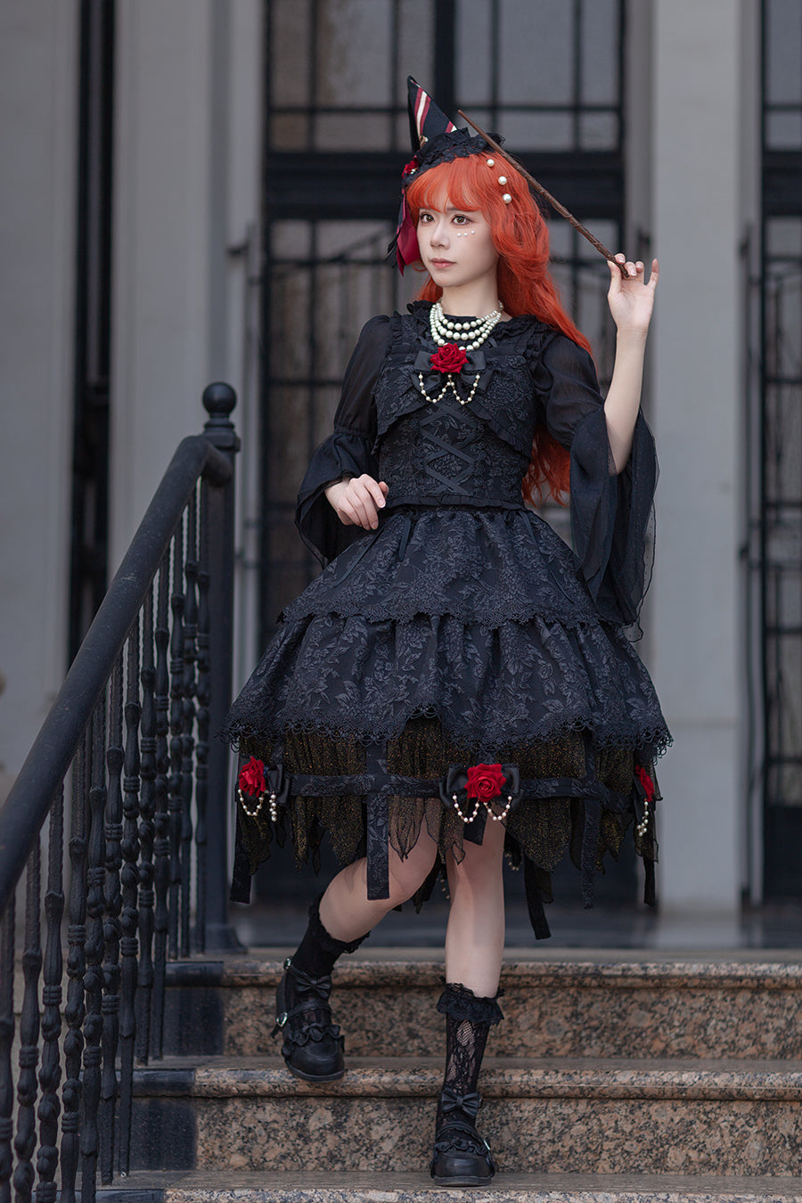 Witch's Apprentice - Gothic Lolita Split Type Black Suit - image 13