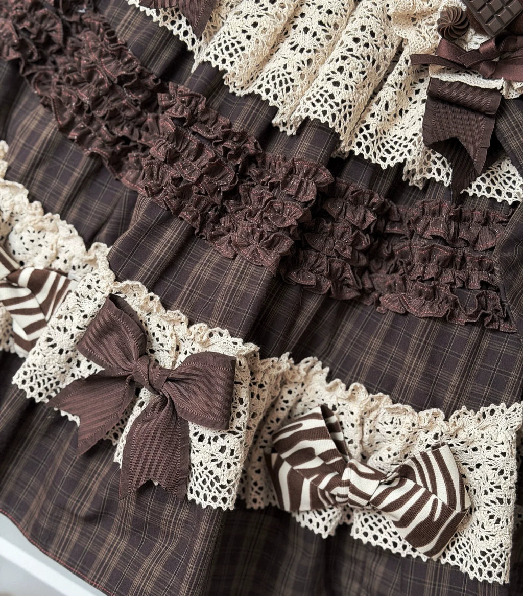 Coco Grace - Plaid Kawaii Lolita JSK Dress, Layered Ruffle & Bow and Accessories - image 5