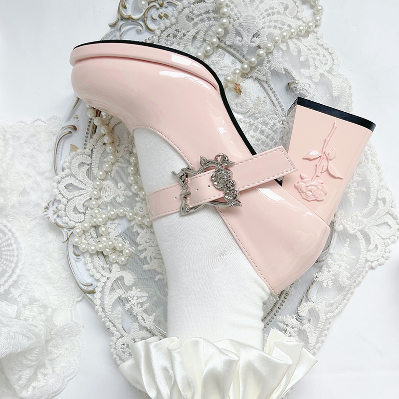 Wanxiang Cycle - Elegant Lolita Heels with Embossed Rose - image 23