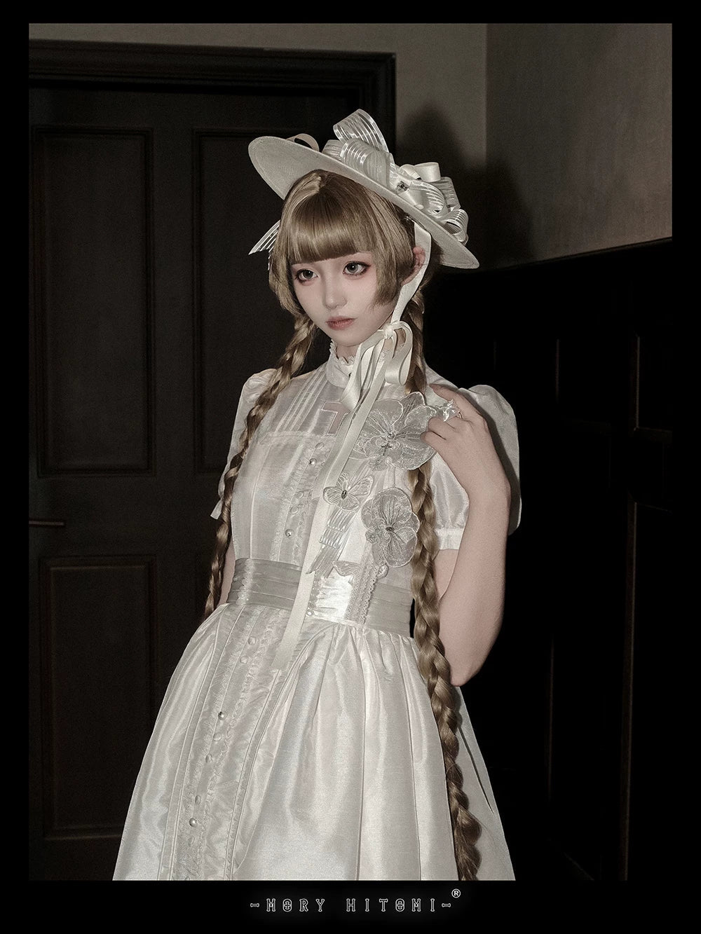 Ghost Orchid - Gothic Lolita OP Dress, Embroidered Cross - image 33