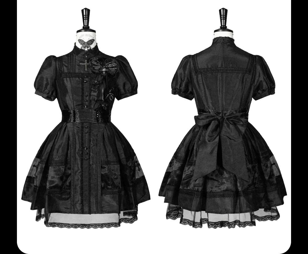 Ghost Orchid - Gothic Lolita OP Dress, Embroidered Cross - image 40