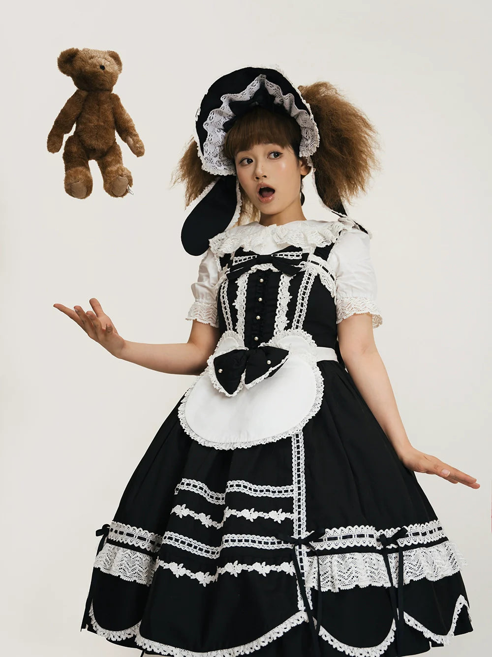 Vintage Petal Rabbit - Cotton Old School Lolita JSK Dress, Petal-Shaped Hem - image 7