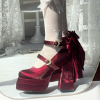 Floating Dream Lily - Elegant Lolita High Heel Shoes, Detachable Bow - image 5