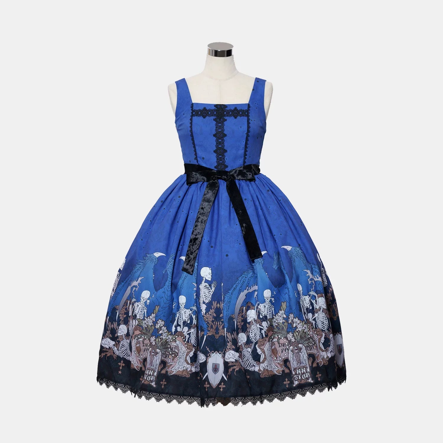 Dragon Bone Lily - Vintage Gothic Lolita Dragon & Skeleton Print JSK Dress and Accessories - image 42