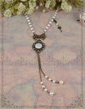 Vintage Lolita Pearl Necklace with Key Charm - image 4