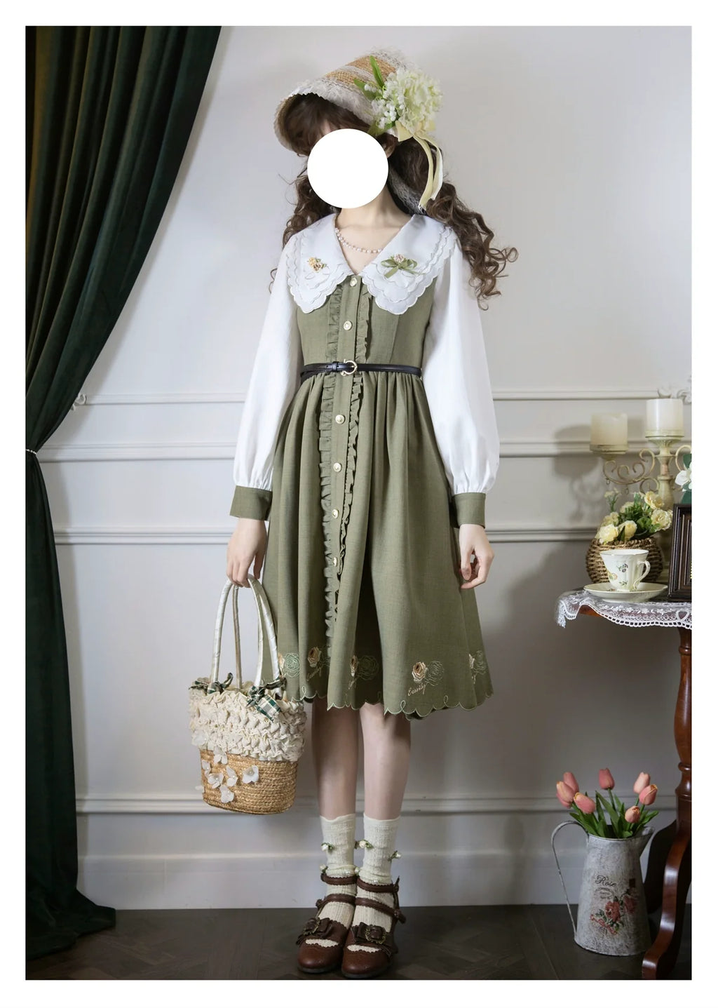 Window Rose - Classic Embroidered Front-Button OP Dress - image 5