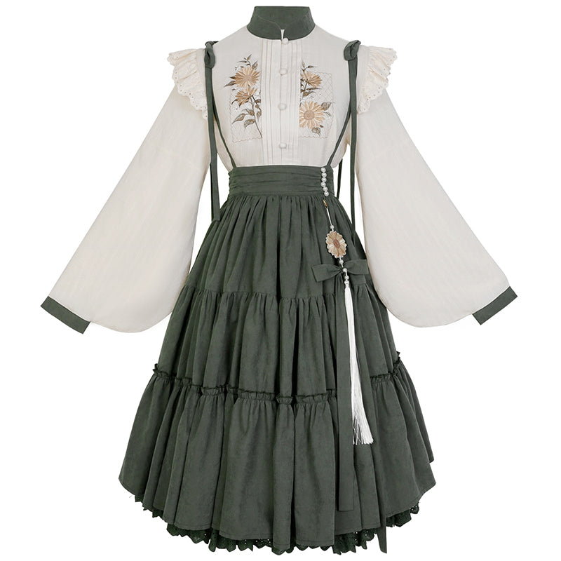 Sunflower Appointment - Oriental Classic Lolita Skirt and Blouse - image 7