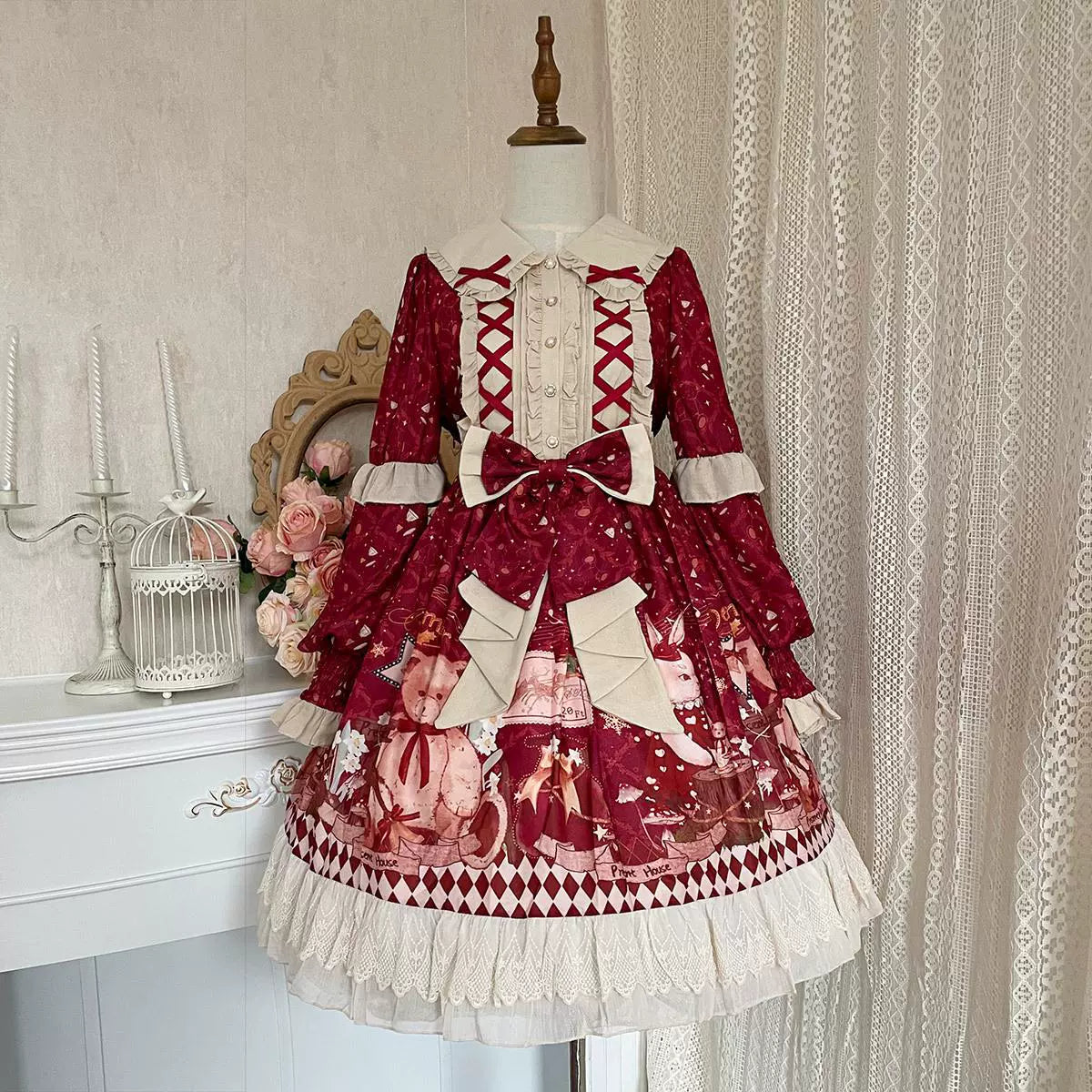 Sweet Bear Gift House - Sweet Lolita Suit Christmas Lolita OP and Cape - image 10
