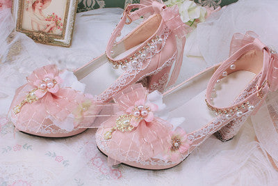 Bright PU Wedding Lolita Thick High Heels - image 10