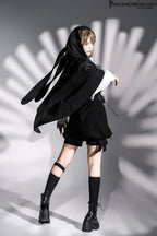 Rabbit Feather - Black Ouji Lolita Vest Shorts Suit Prince Cloak Set - image 15