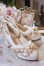 Handmade White Wedding Lolita Heel Shoes - image 6