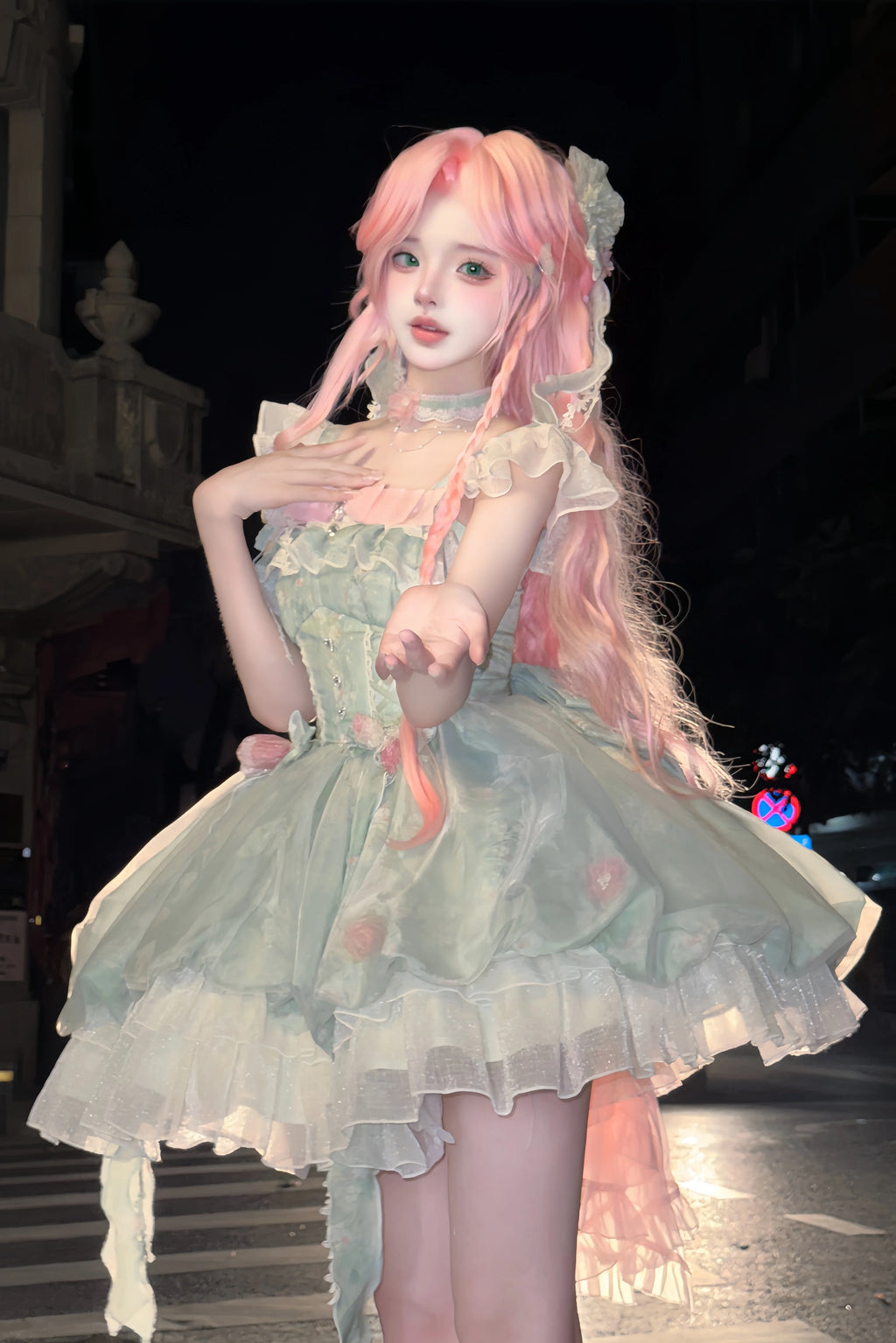 Floral Magician - Sweet Lolita Dress Floral Print Short Length JSK - image 4
