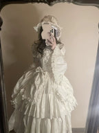 Cotton Gothic Lolita Long JSK, Drawn-up Hem - image 75