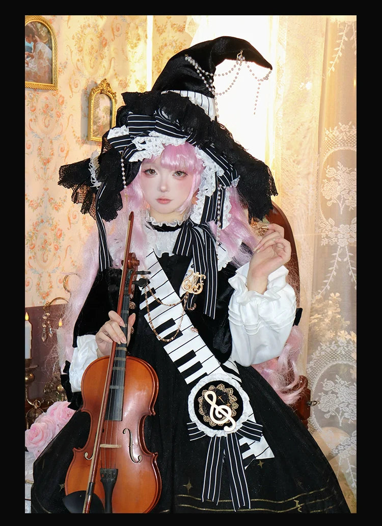 Black and White Sonata - Ouji Lolita Vest Suit and Vintage Lolita OP Dress - image 27