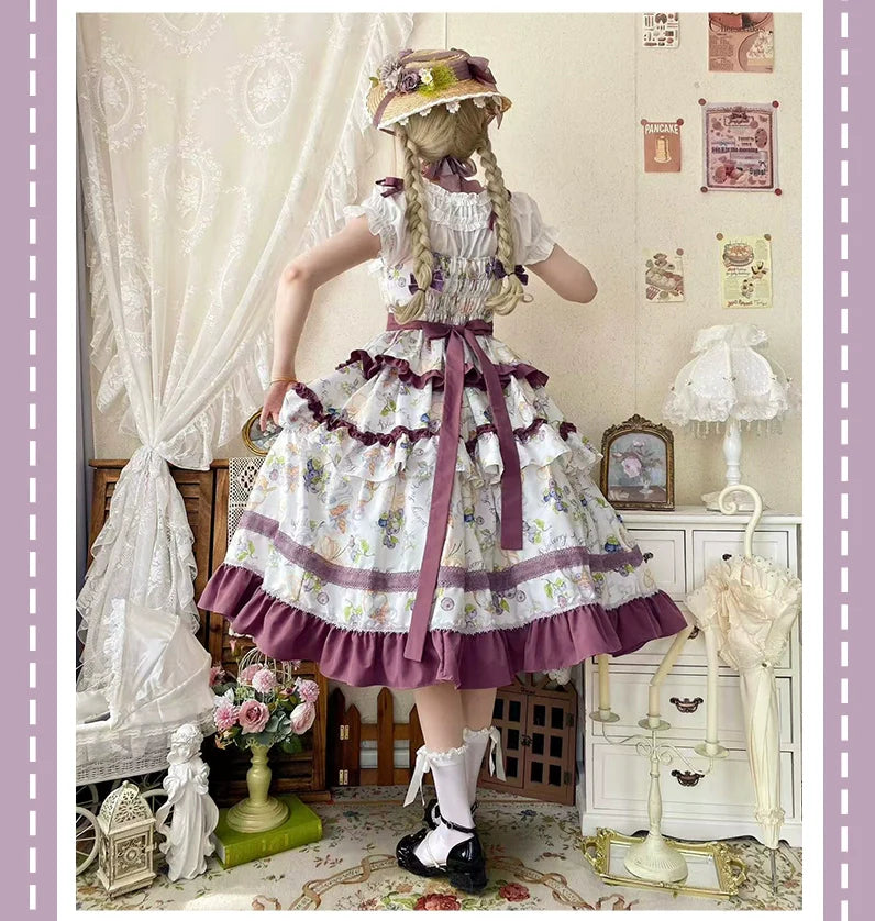 Blueberry Midsummer - Country Lolita Tiered JSK, Blueberry Print - image 7