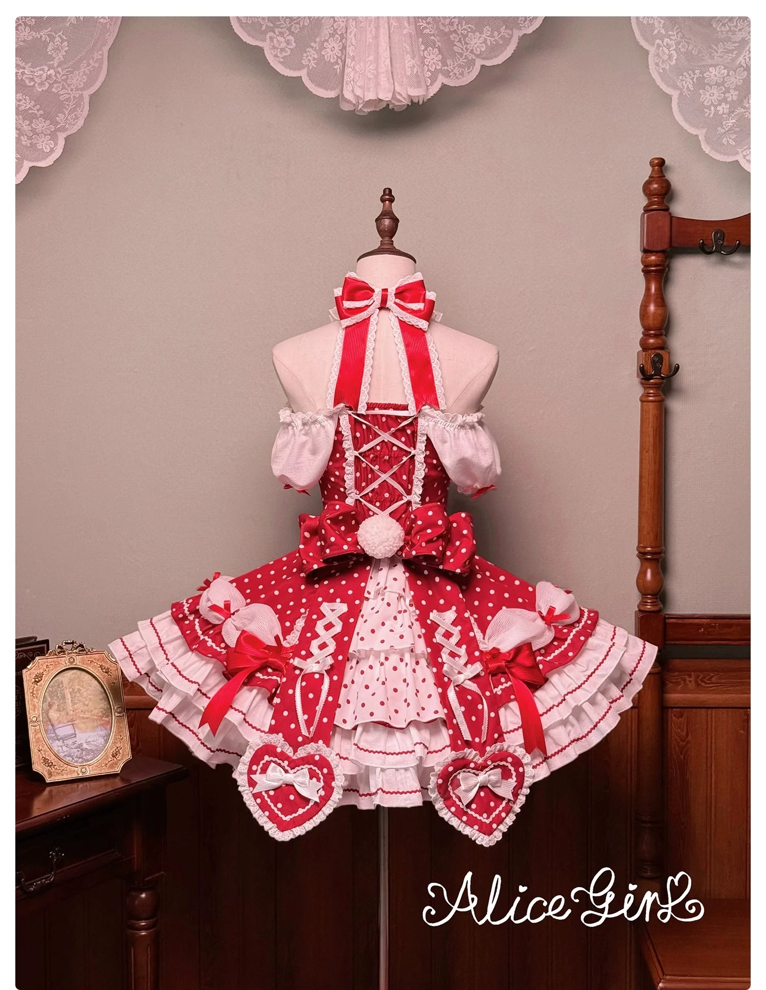 Old School Lolita Halter Neck OP Dress, Polka Dot Accent - image 57