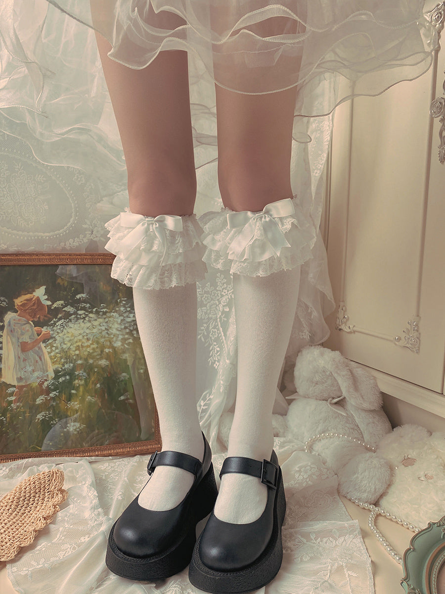 Lolita Bow Cotton Socks Lace Socks - image 2