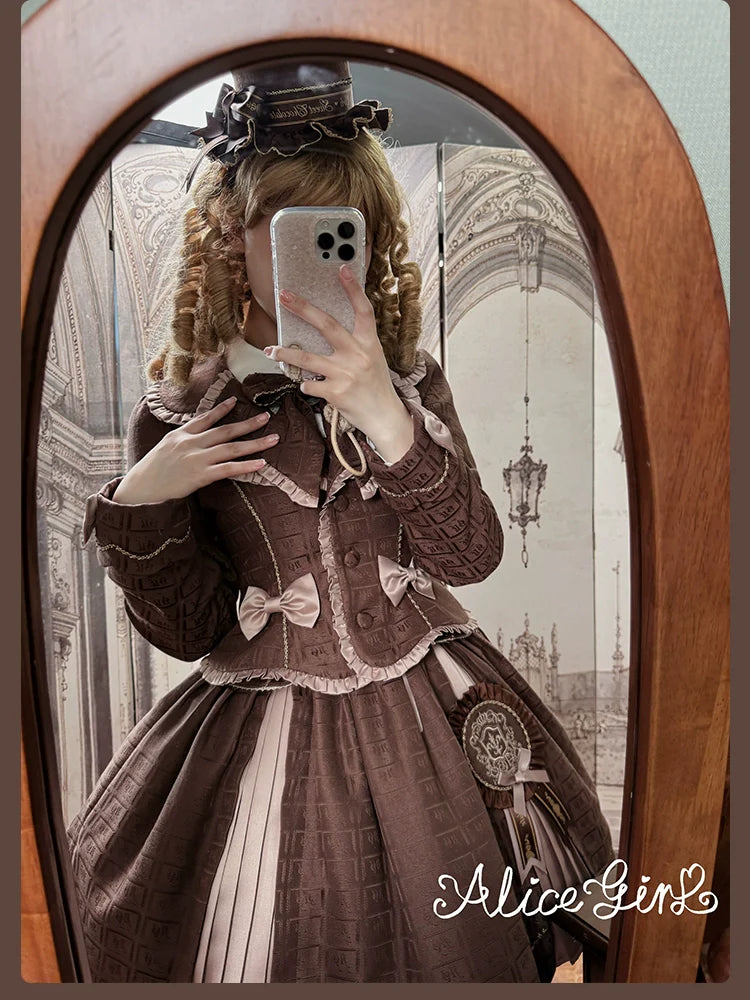 Bear Chocolate Slab - Classic Lolita Pleated JSK & SK Dress, Side Zipper - image 69