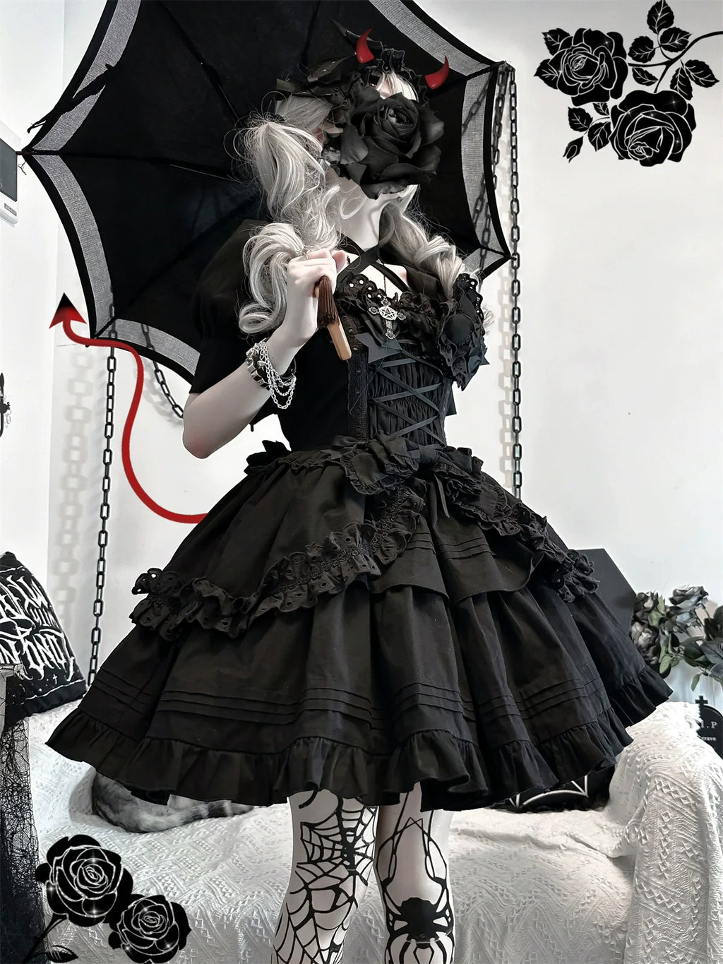 Halloween Gothic Lolita Short JSK Dress - image 34