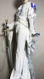 Echo of Deep Sea - Satin Ouji Lolita Trailing Blouse, Solid or Blood Stain Style - image 11