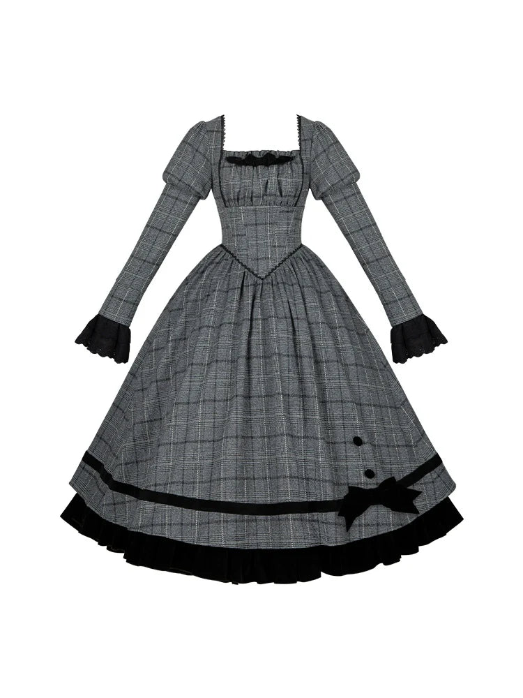 Yesterday's Epistle - Winter Classic Lolita Plaid Dress Set, Fishbone Waist - image 31