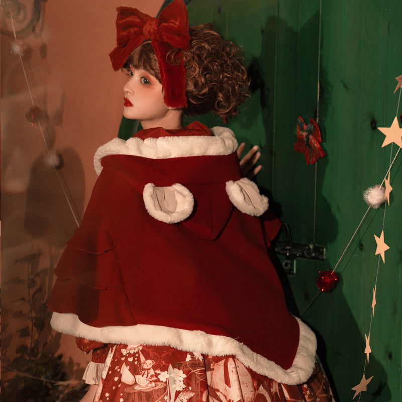 Bear Gift - Sweet Lolita OP Dress and Short Cape - image 4