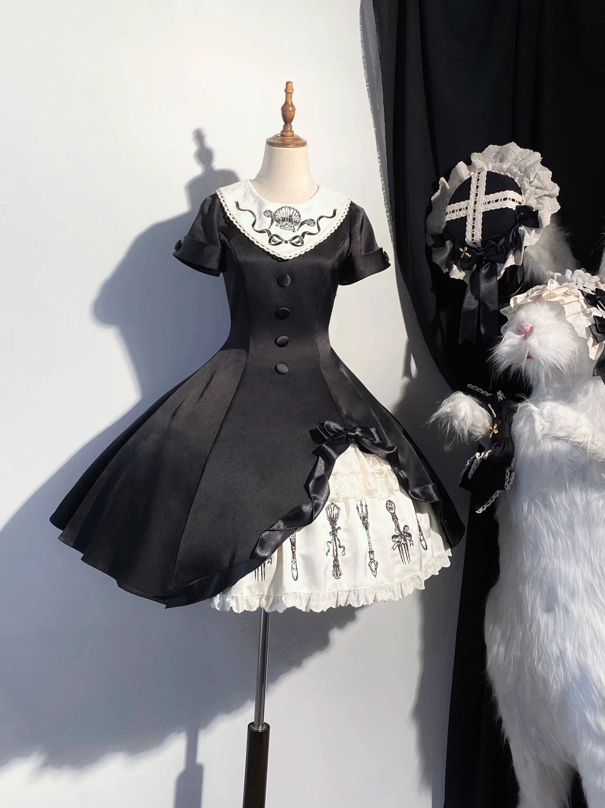 Silent Dinner - Gothic Cutlery Embroidery Lolita OP - image 1