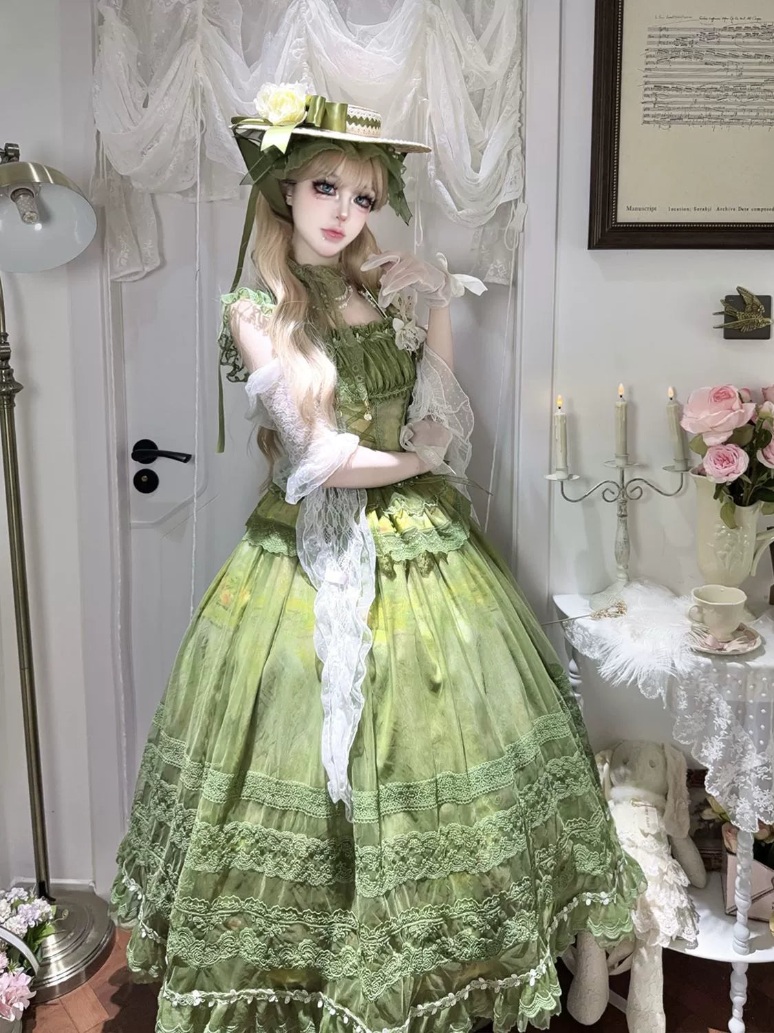 Foggy Vineyard - Fishbone Classic Lolita Bodice, Maxi Skirt - image 15