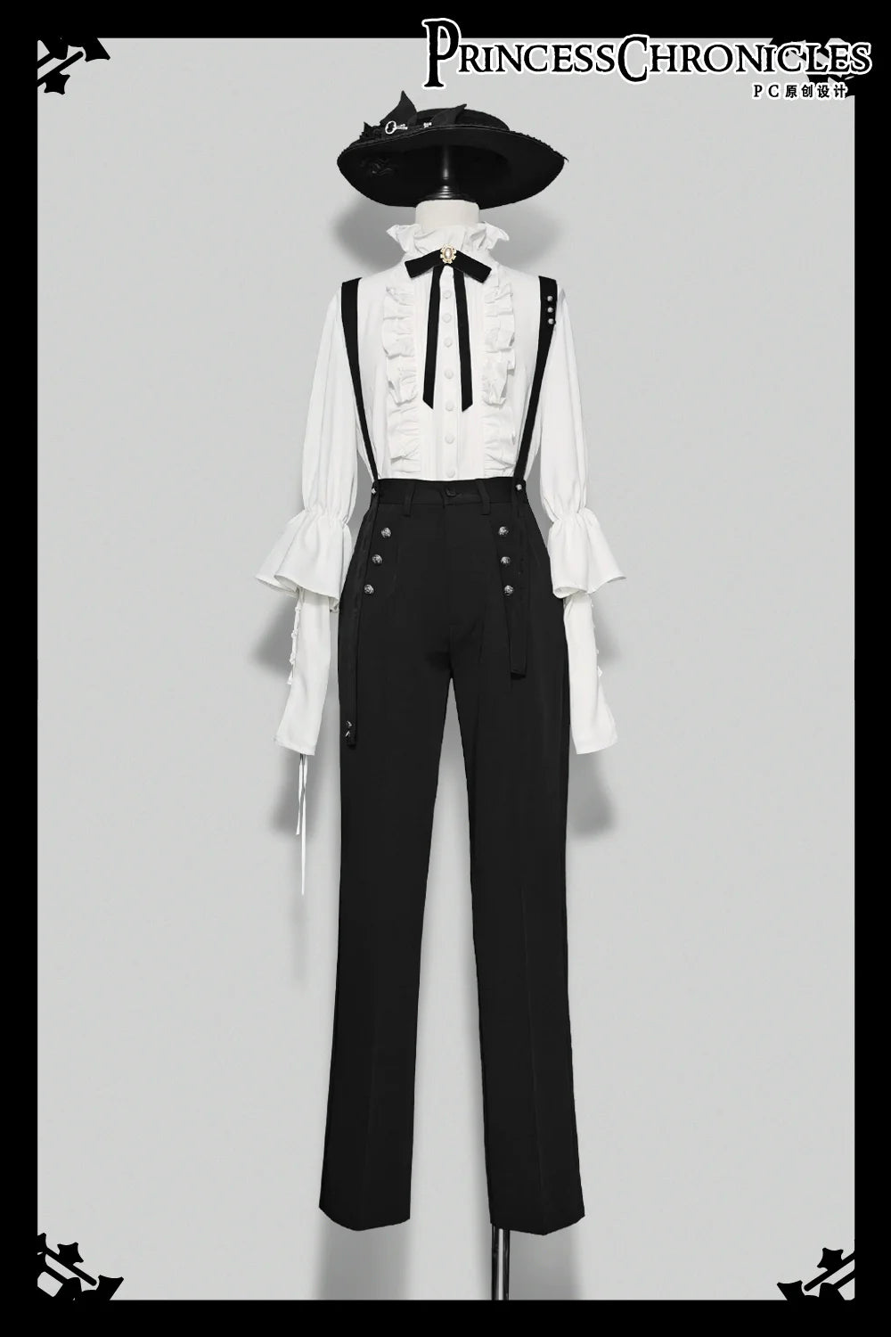Xuan Yin - Vintage Ouji Lolita White Shirt & Black Pants - image 7