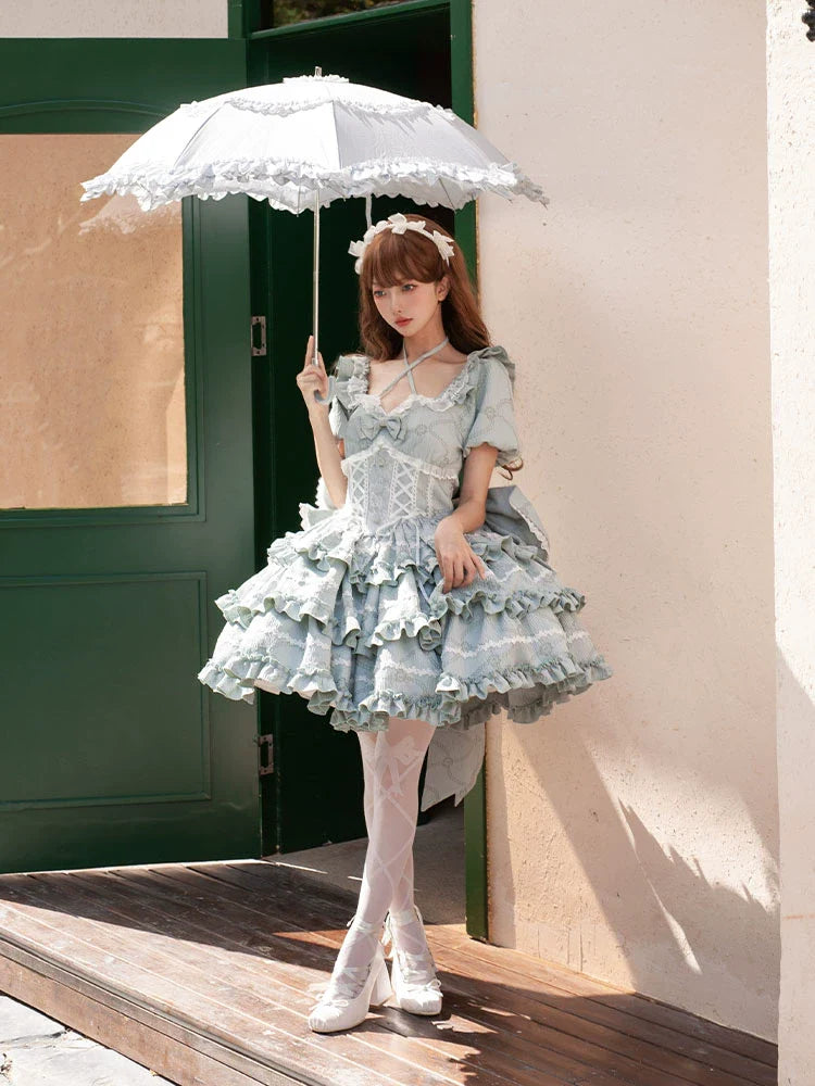 Puff Rose - Sweet Lolita OP Princess Bow Trailing Lolita Dress - image 8