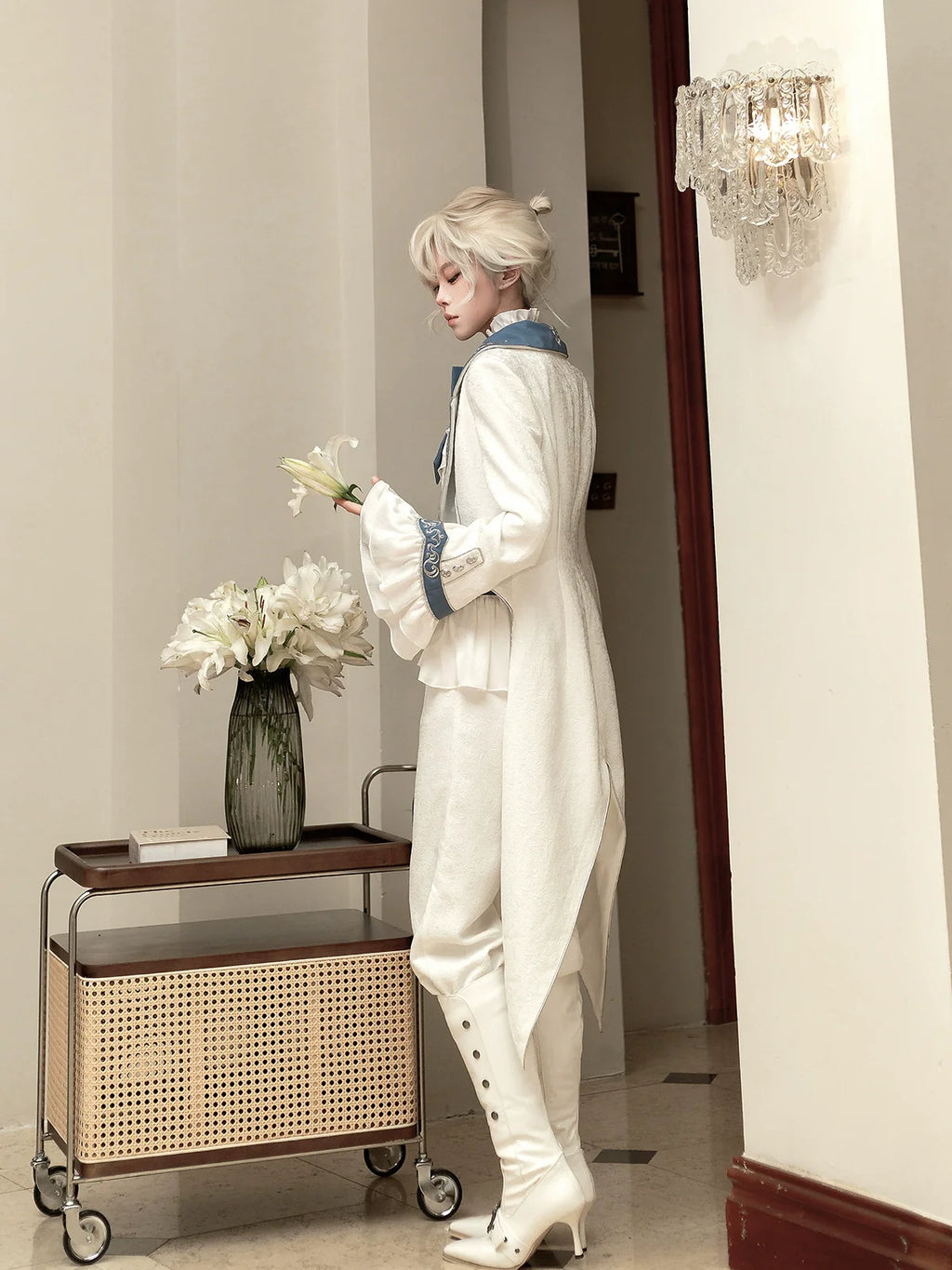 Lunar Paladin - Embroidered Ouji Lolita Tailcoat Set - image 2