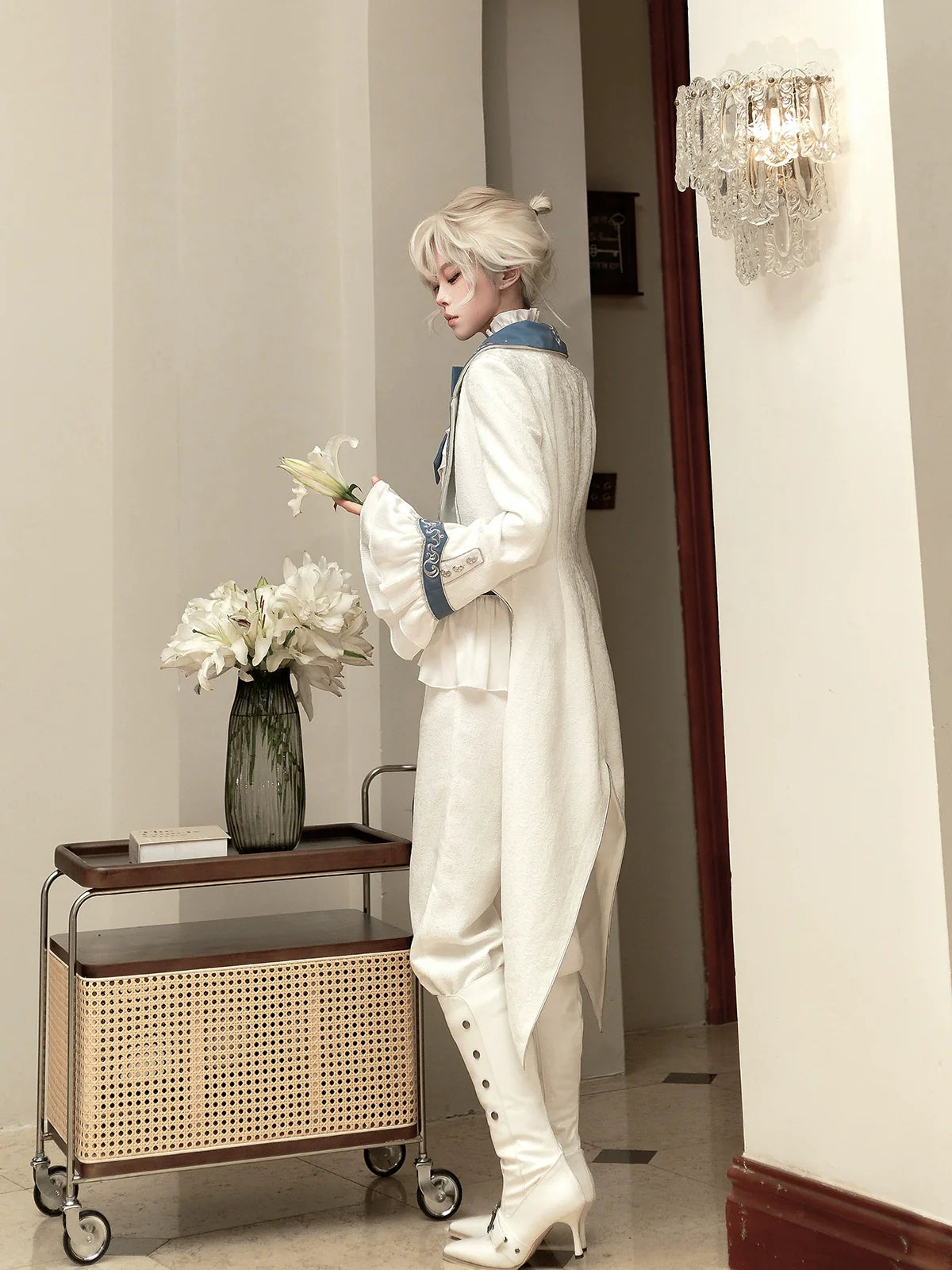 Lunar Paladin - Embroidered Ouji Lolita Tailcoat Set - image 2