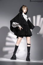 Rabbit Feather - Black Ouji Lolita Vest Shorts Suit Prince Cloak Set - image 14